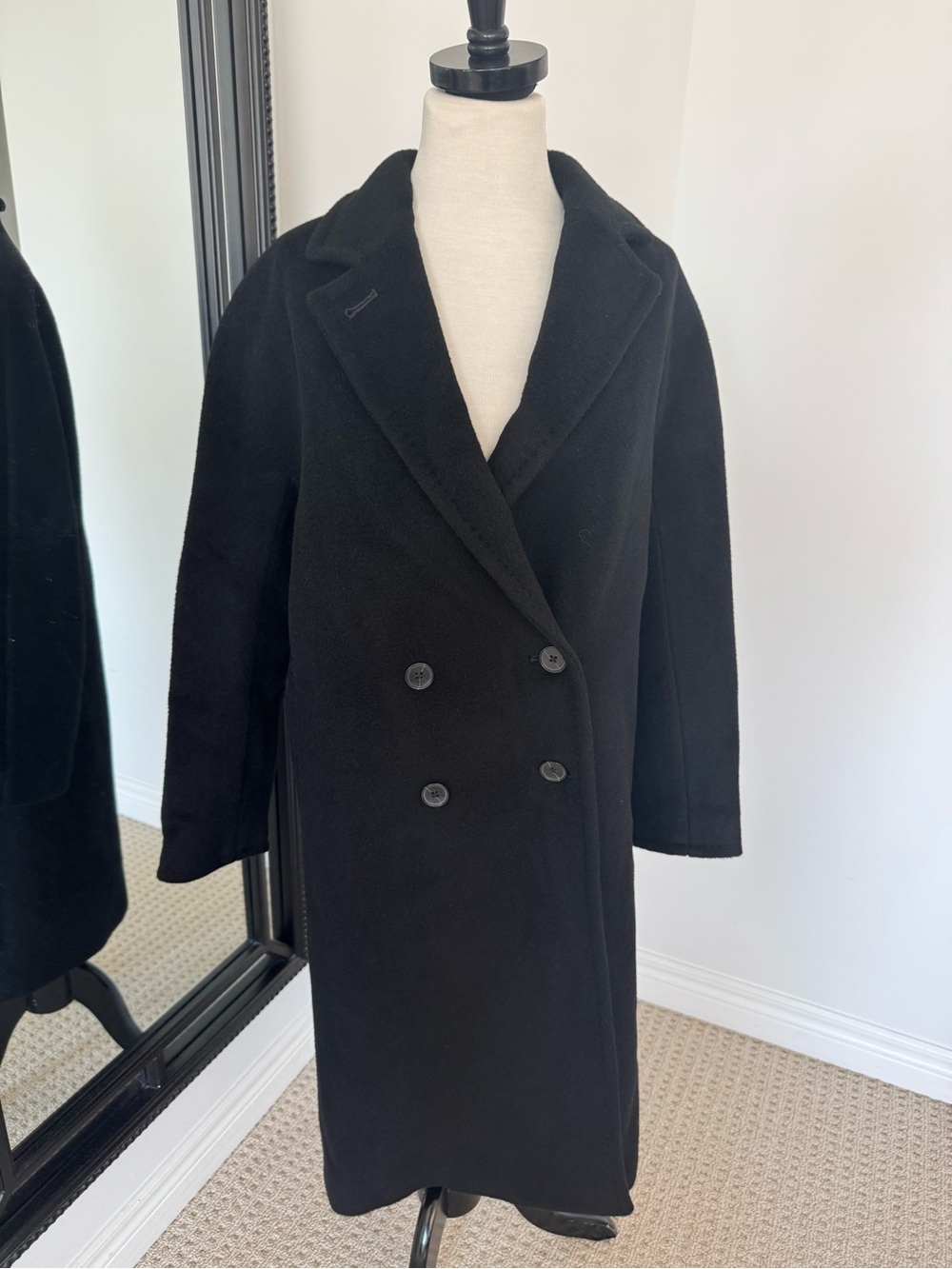 Aritzia Black Cashmere Slouch Coat nwt XS Short